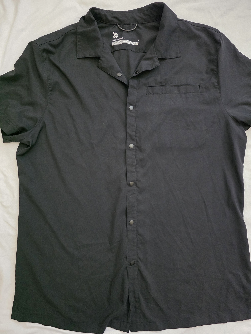 All in Motion Black button-up shirt snap closure, Dri Fit, Lightweight Large